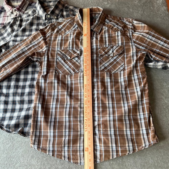 Goodfellow & Co Old Navy Pearl Snap Mossimo Mens Plaid Button Down Shirts Med Sm - Picture 8 of 15